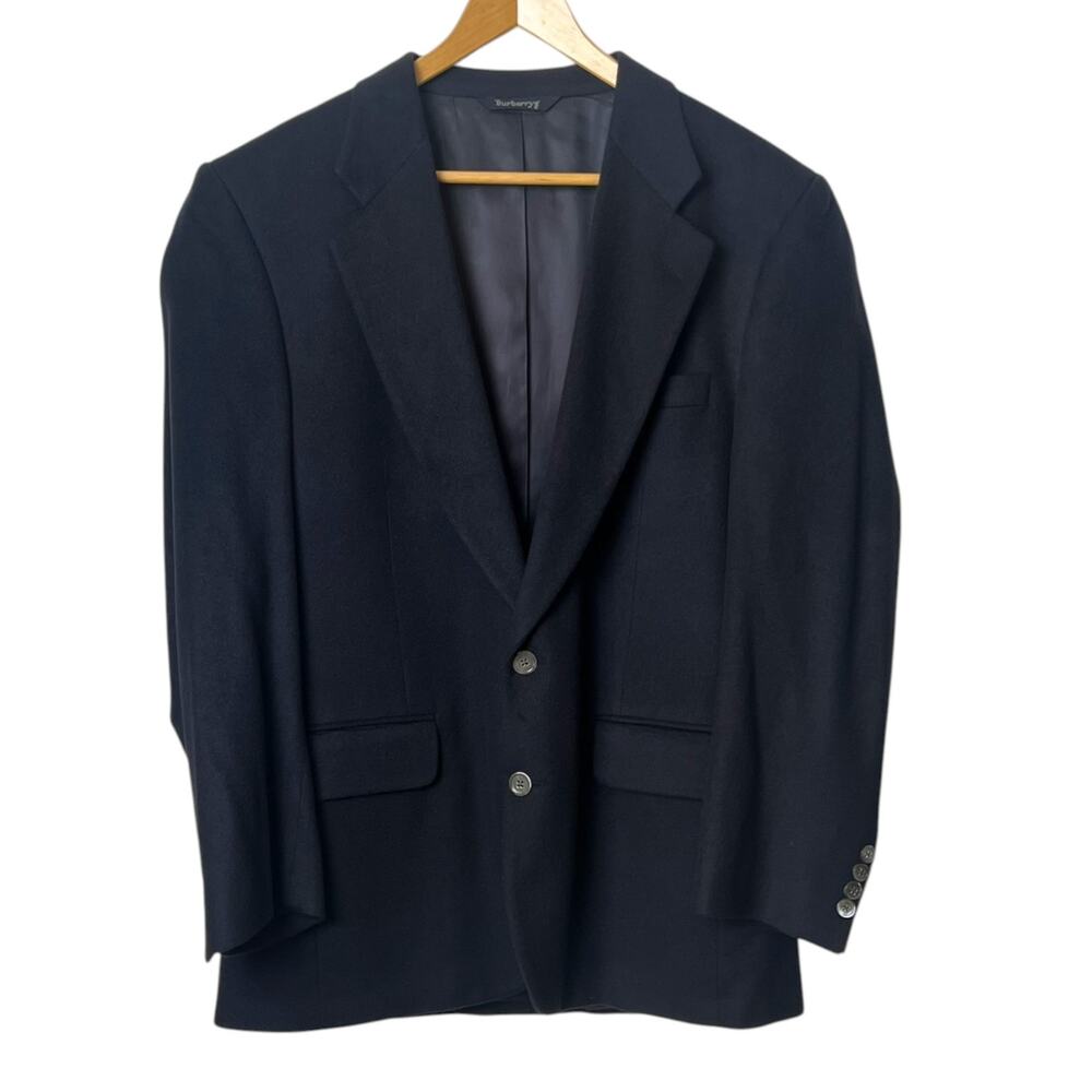 VTG Burberry Saks Fifth Avenue Men's 44R Blue Two-Button 100% Cashmere Blazer